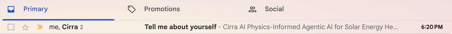Cirra AI email response in Gmail inbox