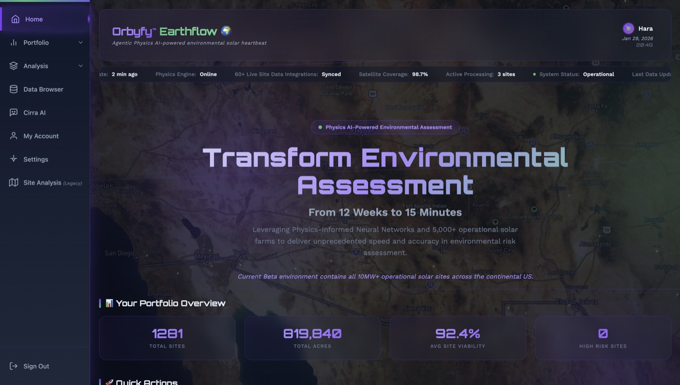 Orbyfy Earthflow Dashboard